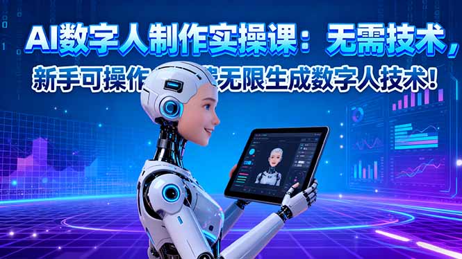 AI数字人制作实操课：无需技术，新手可操作，免费无限生成数字人技术！-自媒小站网创副业站