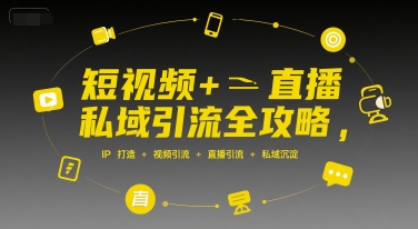 短视频+直播私域引流全攻略，IP打造 +视频引流 +直播引流 +私域沉淀-自媒小站网创副业站