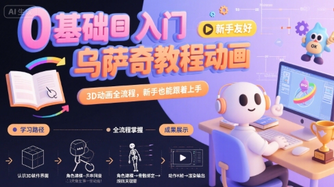 0基础入门乌萨奇教程动画，3D动画全流程，新手也能跟着上手-自媒小站网创副业站