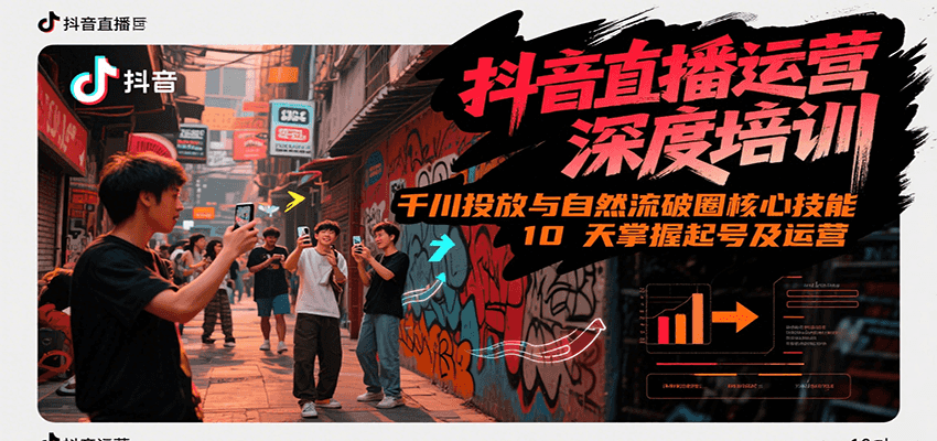 抖音直播运营深度培训,千川投放与自然流核心技能,10天掌握起号及运营(6-7月新课)-自媒小站网创副业站