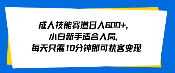 成人技能赛道日入多张，小白新手适合入局，每天只需10分钟即可获客变现-自媒小站网创副业站