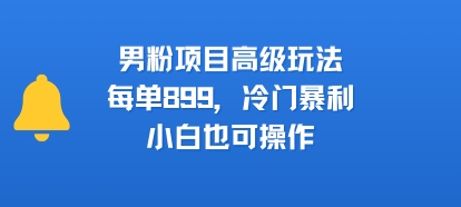 男粉项目高级玩法，每单899，冷门暴利，小白也可操作-自媒小站网创副业站