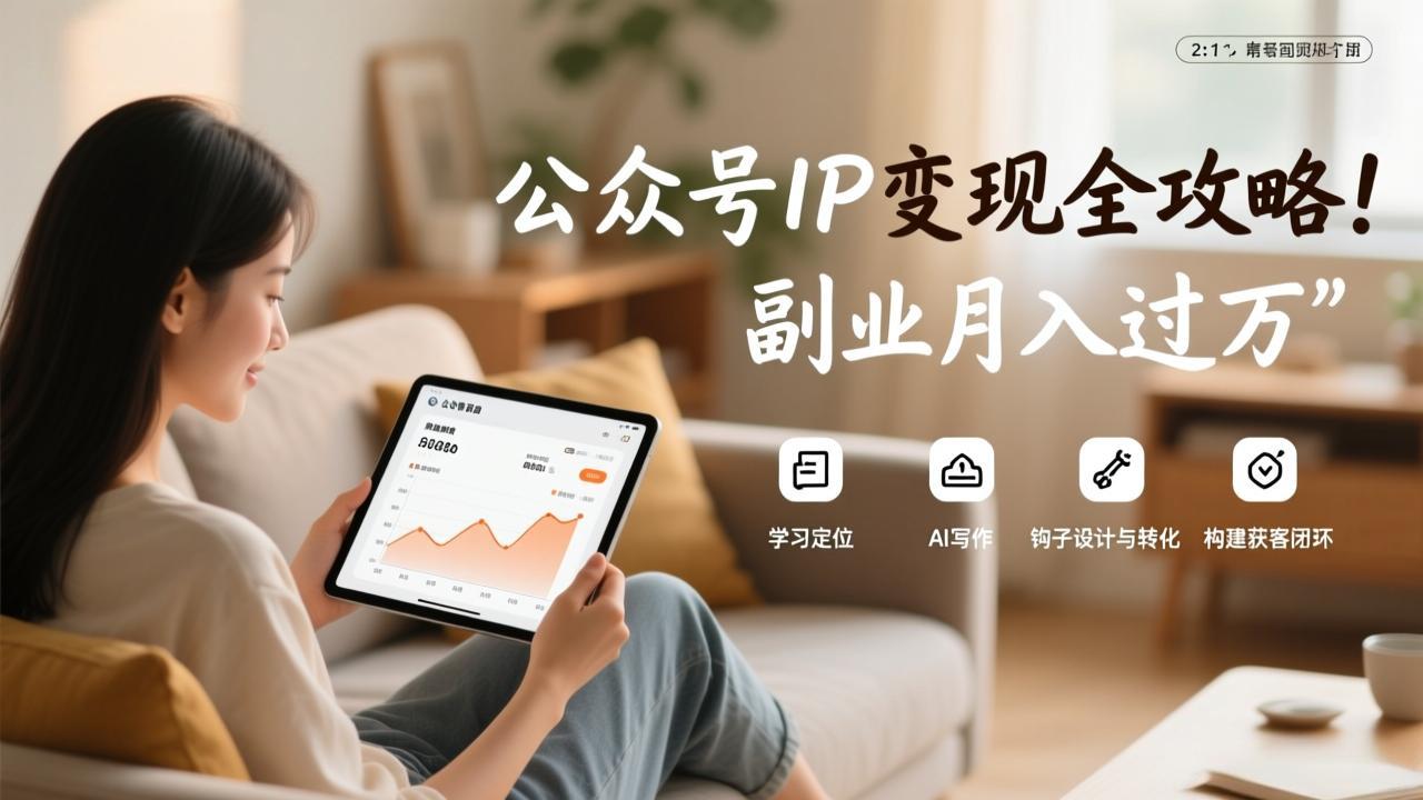 公众号IP变现全攻略，学习定位、AI写作、钩子设计与转化，构建获客闭环，副业月入过万-自媒小站网创副业站