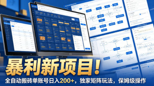 暴利新项目！全自动搬砖单账号日入200+，独家矩阵玩法，保姆级操作【揭秘】-自媒小站网创副业站