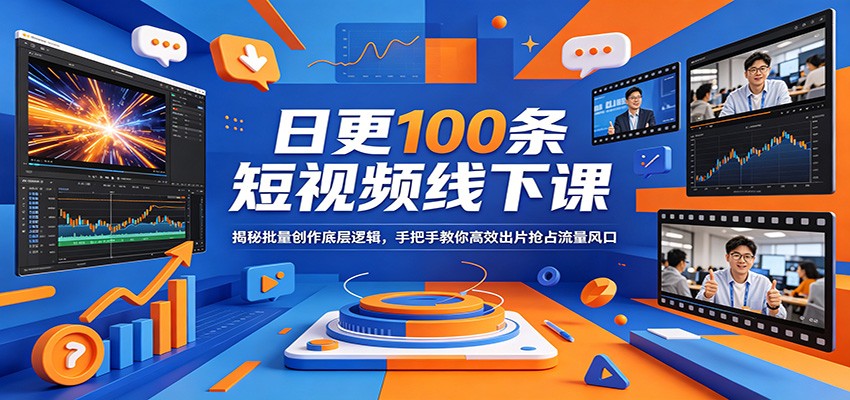 日更100条短视频线下课：揭秘批量创作底层逻辑，手把手教你高效出片抢占流量风口-自媒小站网创副业站