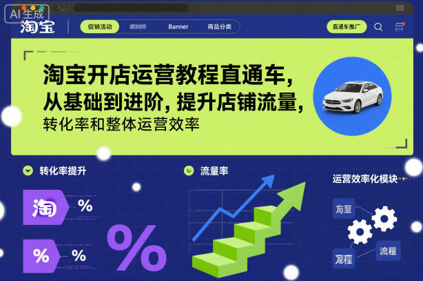 淘宝开店运营教程直通车，从基础到进阶，提升店铺流量，转化率和整体运营效率(更新26年4月20日)-自媒小站网创副业站