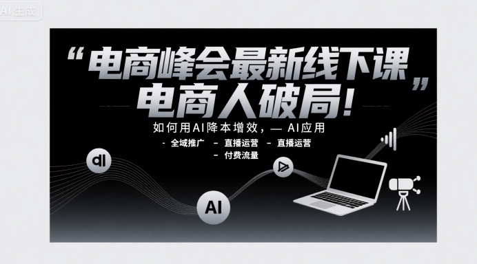 电商峰会最新线下课，电商人破局，如何用AI降本增效，AI应用-全域推广-直播运营-付费流量-自媒小站网创副业站