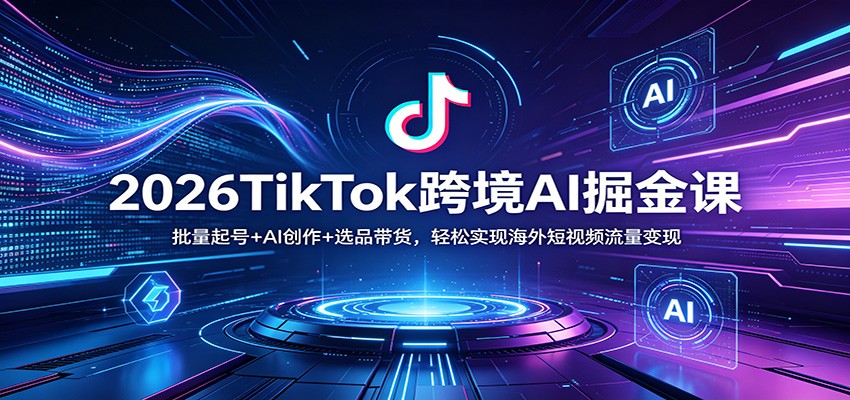 2026TikTok跨境AI掘金课：批量起号+AI创作+选品带货，轻松实现海外短视频流量变现-自媒小站网创副业站