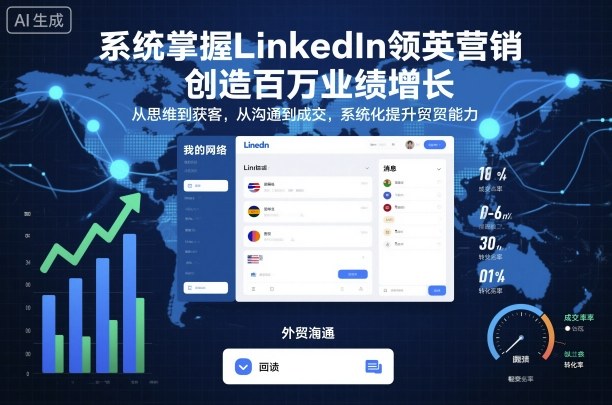系统掌握LinkedIn领英营销，创造百万业绩增长，从思维到获客，从沟通到成交，系统化提升外贸能力-自媒小站网创副业站