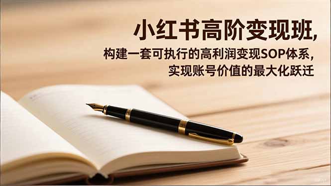 小红书高阶变现班，构建一套可执行的高利润变现SOP体系，实现账号价值的最大化跃迁-自媒小站网创副业站
