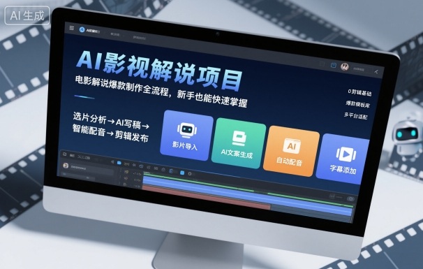 AI影视解说项目，电影解说爆款制作全流程，新手也能快速掌握-自媒小站网创副业站