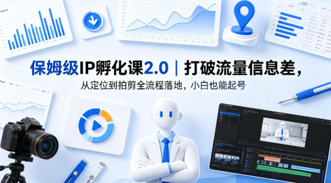 保姆级IP孵化课2.0｜打破流量信息差，从定位到拍剪全流程落地，小白也能起号-自媒小站网创副业站