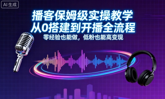 播客保姆级实操教学，从0搭建到开播全流程，零经验也能做，低粉也能高变现-自媒小站网创副业站
