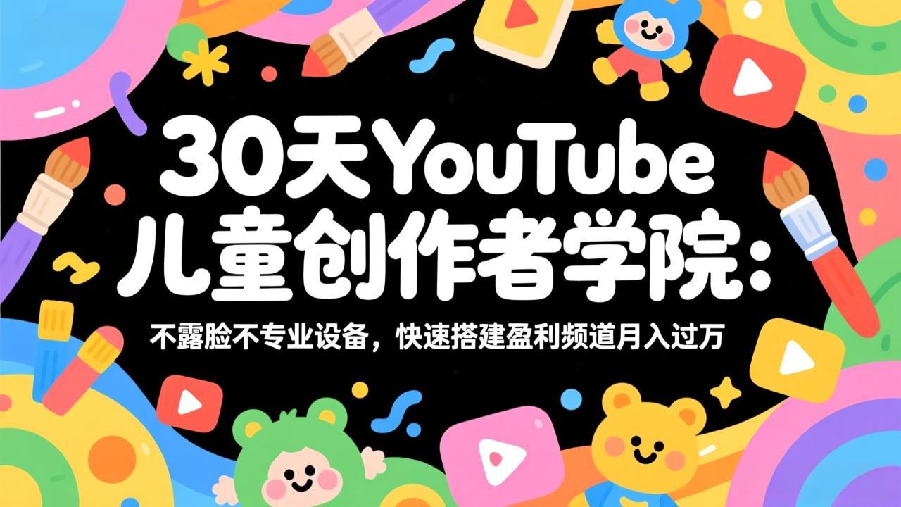 30天YouTube儿童创作者学院：不露脸不专业设备，快速搭建盈利频道月入过万-自媒小站网创副业站