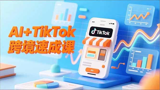 AI+TikTok跨境速成课，智能翻译、店铺定位、流程拆解，7天高效上线运营-自媒小站网创副业站