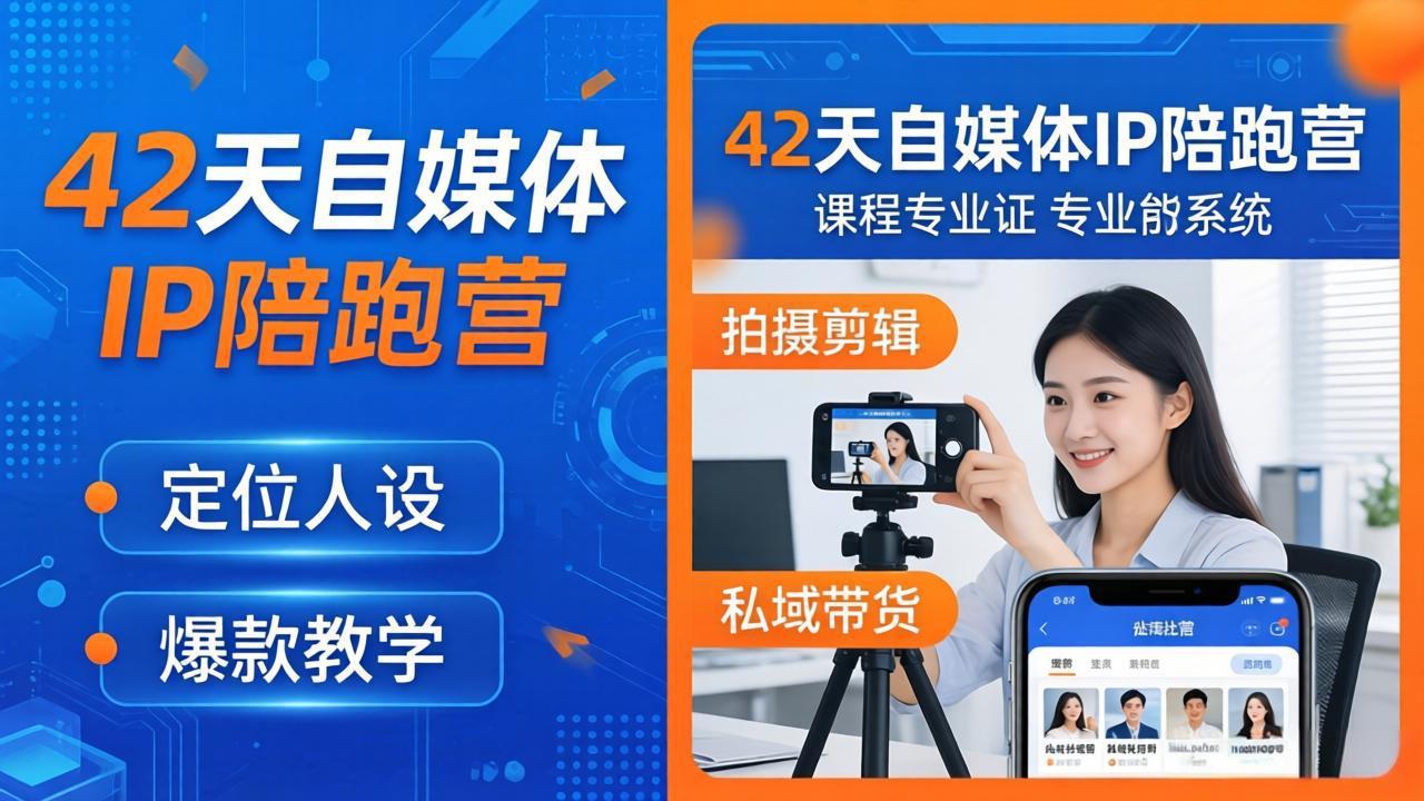 42天自媒体IP陪跑营-26年4月19更新：定位人设爆款全教学，拍摄剪辑私域带货一站式落地-自媒小站网创副业站