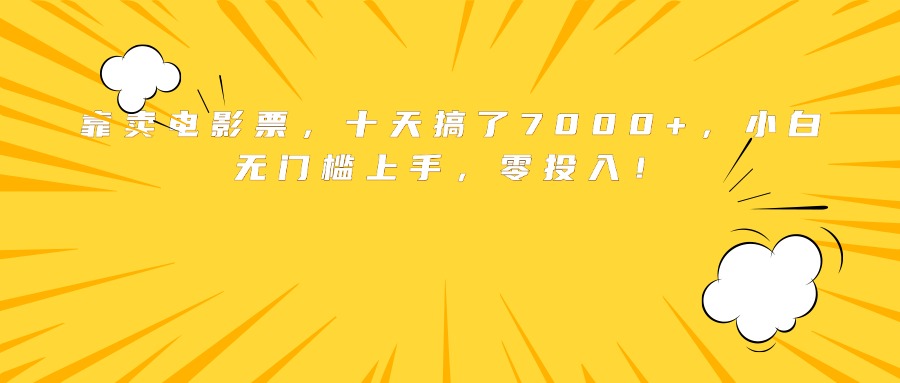 靠卖电影票，十天搞了7000+，小白无门槛上手，零投入！-自媒小站网创副业站