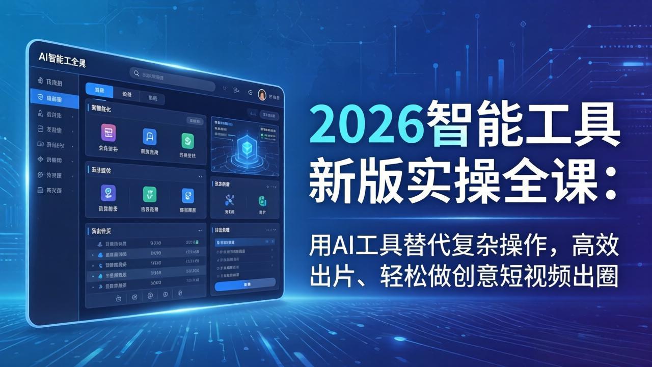 2026智能工具新版实操全课：用AI工具替代复杂操作，高效出片、轻松做创意短视频出圈-自媒小站网创副业站