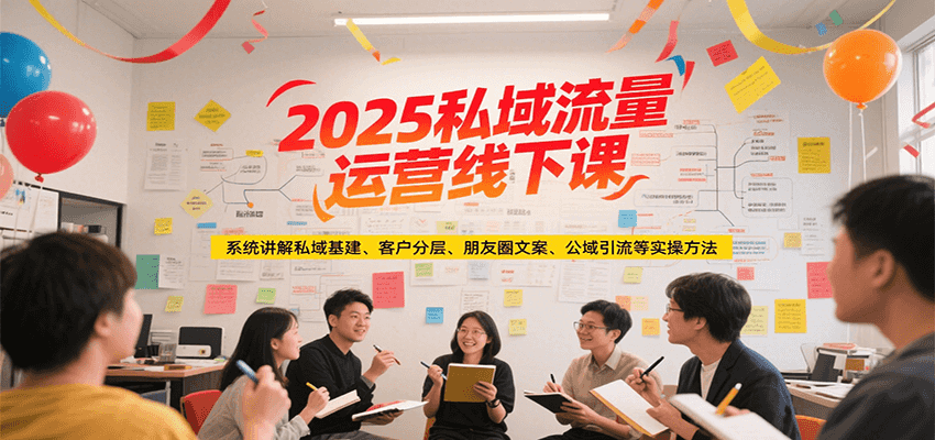 2025私域流量运营线下课，系统讲解私域基建/客户分层/朋友圈文案/公域引流等实操方法-自媒小站网创副业站