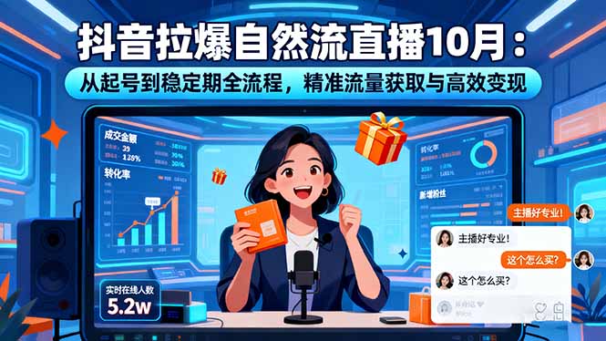 抖音拉爆自然流直播10月：从起号到稳定期全流程，精准流量获取与高效变现-自媒小站网创副业站