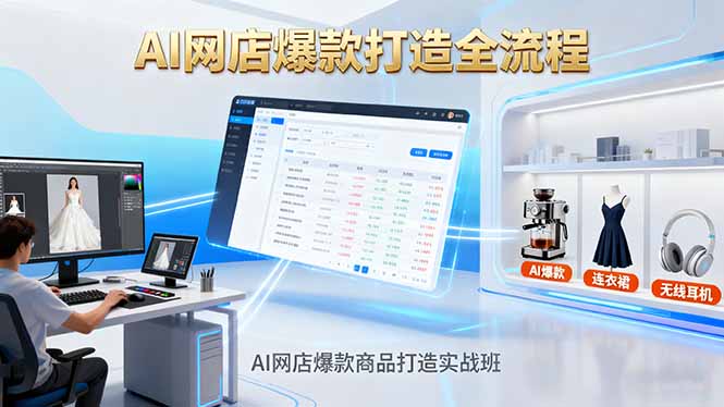 AI网店爆款商品打造实战班：AI技术实现商品图智能处理，快速搭建AI网店-自媒小站网创副业站