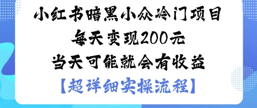 小红书暗黑小众冷门项目每天变现2张当天可能就会有收益-自媒小站网创副业站