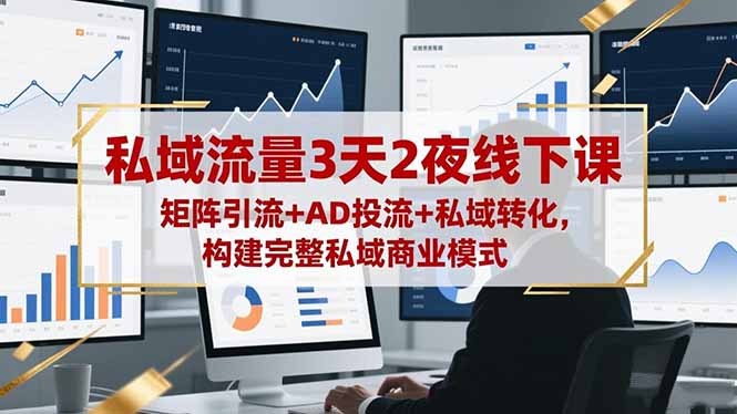 私域流量3天2夜线下课，矩阵引流+AD投流+私域转化，构建完整私域商业模式-自媒小站网创副业站