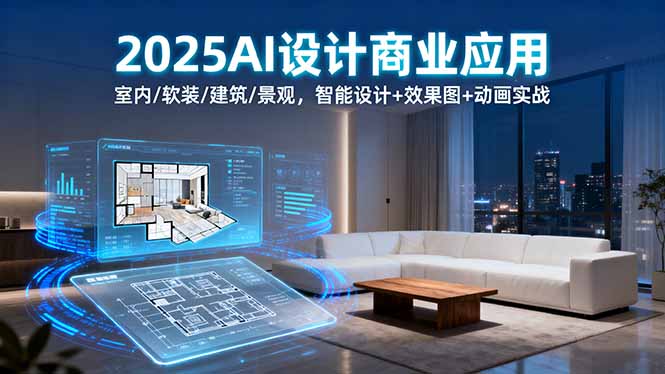 2025AI设计商业应用：室内/软装/建筑/景观，智能设计+效果图+动画实战-自媒小站网创副业站