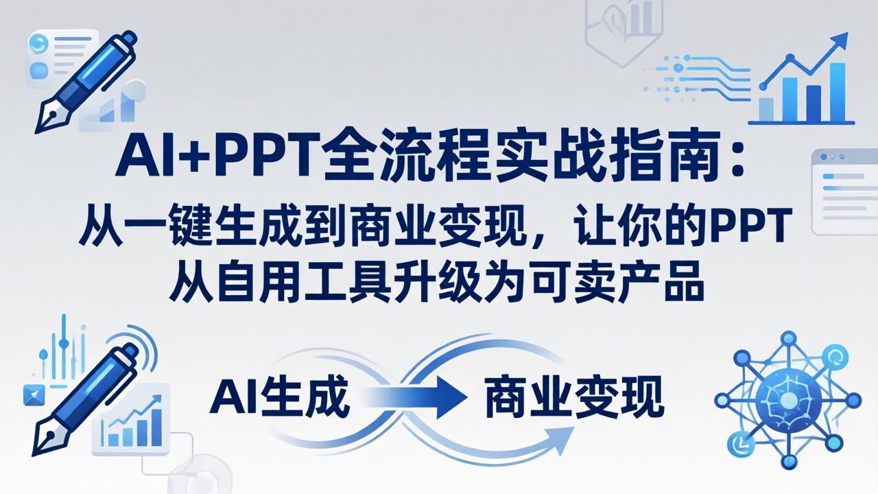 AI+PPT全流程实战指南-更新4月21：从一键生成到商业变现，让你的PPT从自用工具升级为可卖产品-自媒小站网创副业站