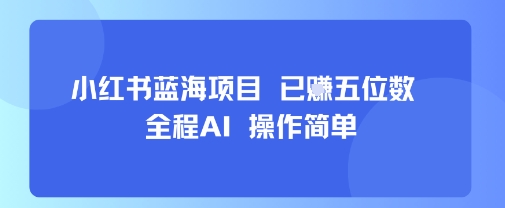 小红书蓝海项目，全程AI，操作简单，已挣五位数-自媒小站网创副业站