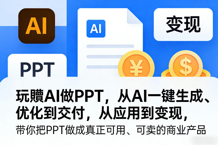 玩賺AI做PPT，从AI一键生成、优化到交付，从应用到变现，带你把PPT做成真正可用、可卖的商业产品(更新0421)-自媒小站网创副业站