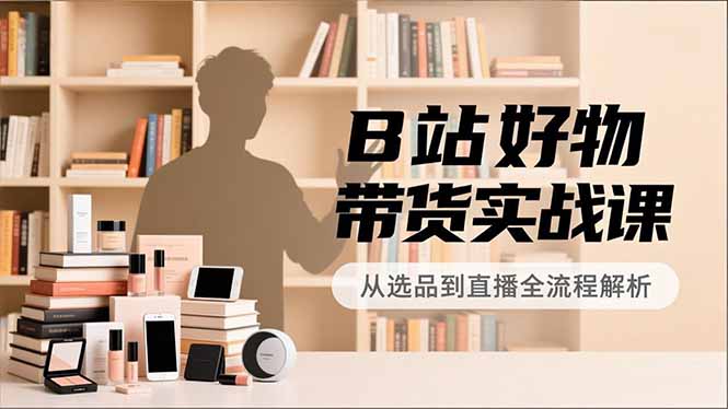 B站好物带货实战课，账号定位、选品拍摄、运营变现，全流程教学，实现UP主月入过万-自媒小站网创副业站