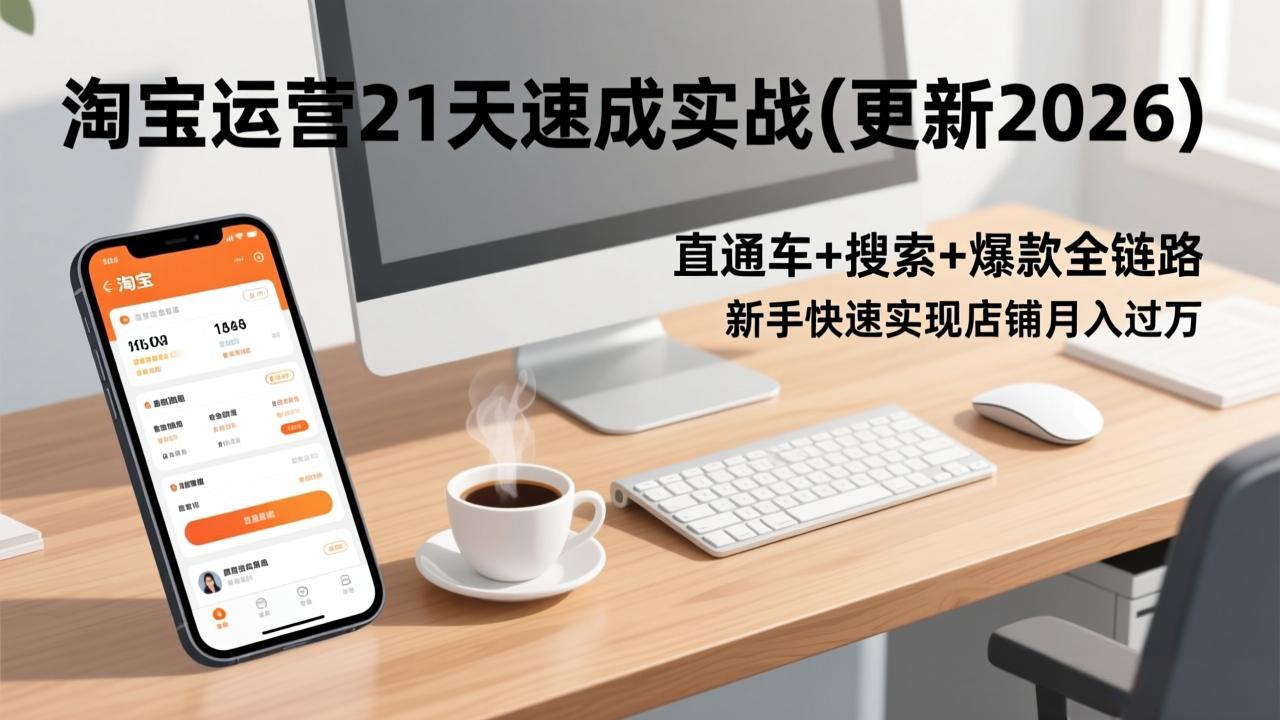 淘宝运营21天速成实战(更新2026-自媒小站网创副业站