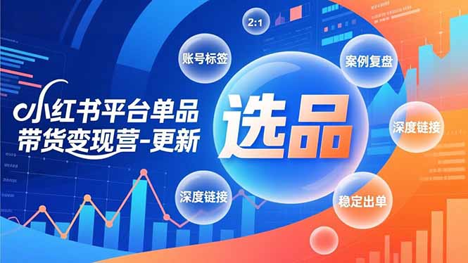 小红书平台单品带货变现营-更新，极致选品、账号标签、案例复盘，深度链接，快速启动稳定出单-自媒小站网创副业站