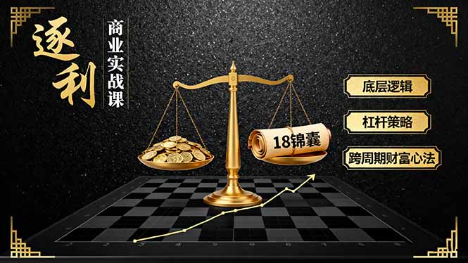 《逐 利》商业实战课，底层逻辑、杠杆策略、18锦囊，跨周期财富心法(更新-自媒小站网创副业站