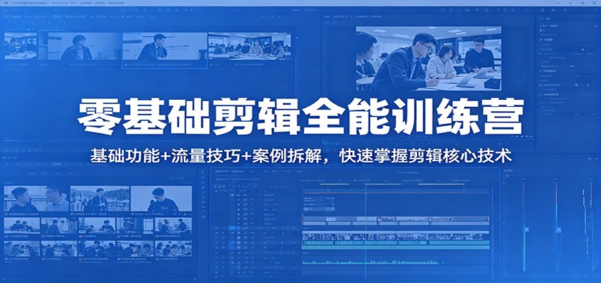 零基础剪辑全能训练营：基础功能+流量技巧+案例拆解，快速掌握剪辑核心技术-自媒小站网创副业站