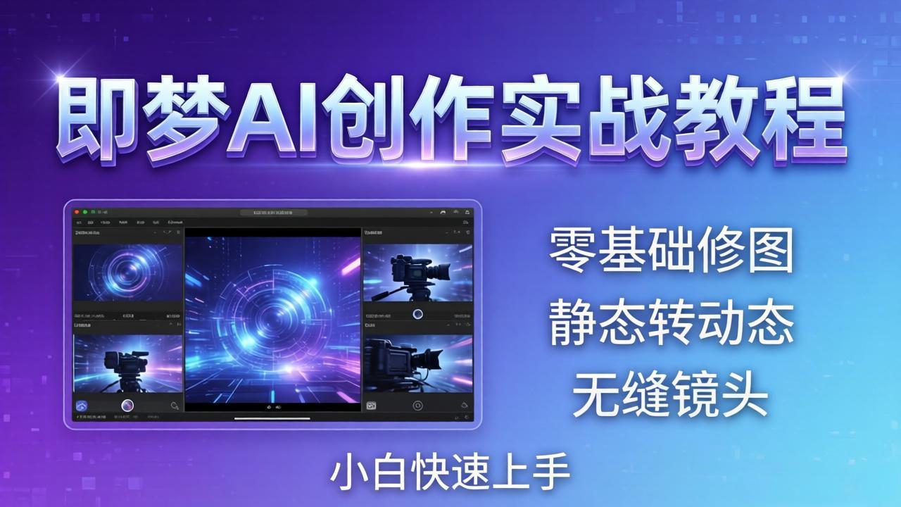 即梦AI创作实战教程，从零基础修图到AI导演，实战教学静态转动态+无缝镜头，小白快速上手-自媒小站网创副业站