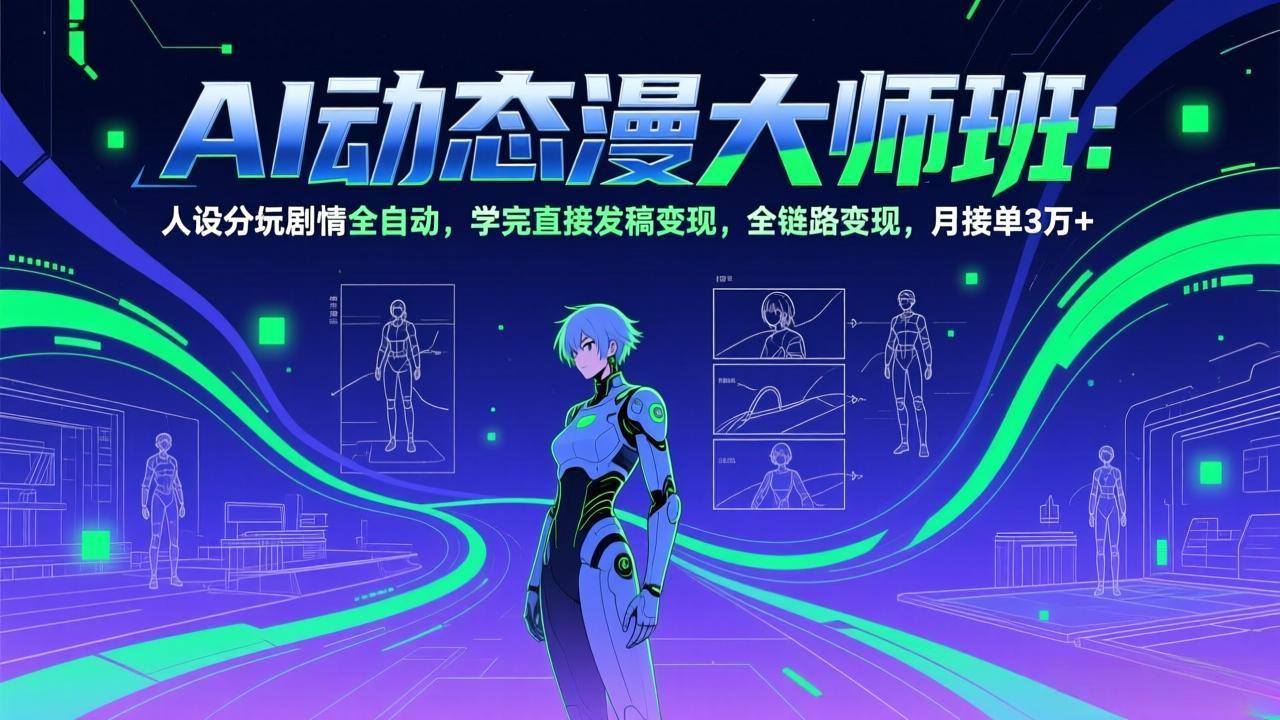 AI动态漫剧大师班：人设分镜剧情全自动，学完直接发稿变现，全链路变现，月接单3万+-自媒小站网创副业站