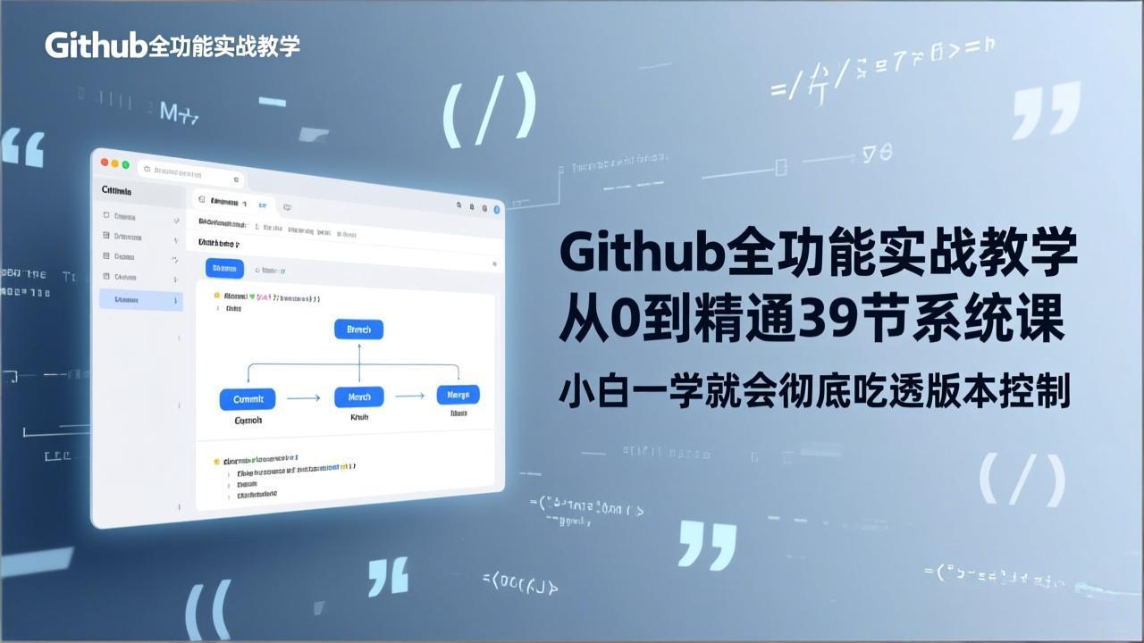GitHub-全功能实战教学，从0到精通39节系统课，小白一学就会彻底吃透版本控制-自媒小站网创副业站
