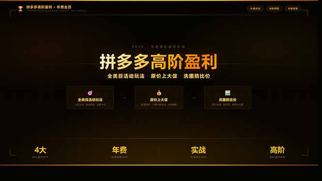 拼多多高阶盈利年费会员：全类目活动玩法、原价上大促、洗图防比价等核心盈利技术(更新26年3月-自媒小站网创副业站
