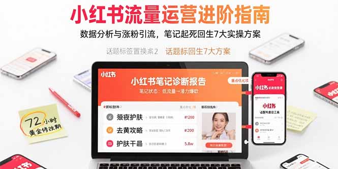小红书流量运营进阶指南，数据分析与涨粉引流，笔记起死回生7大实操方案-自媒小站网创副业站