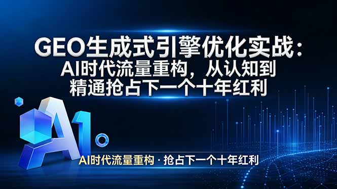 GEO 生成式引擎优化实战：AI时代流量重构，从认知到精通抢占下一个十年红利-自媒小站网创副业站