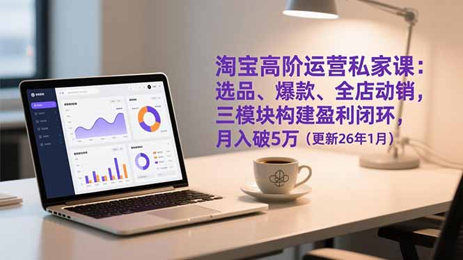 淘宝高阶运营私家课：选品、爆款、全店动销，三模块构建盈利闭环，月入破5万(更新26年1月-自媒小站网创副业站