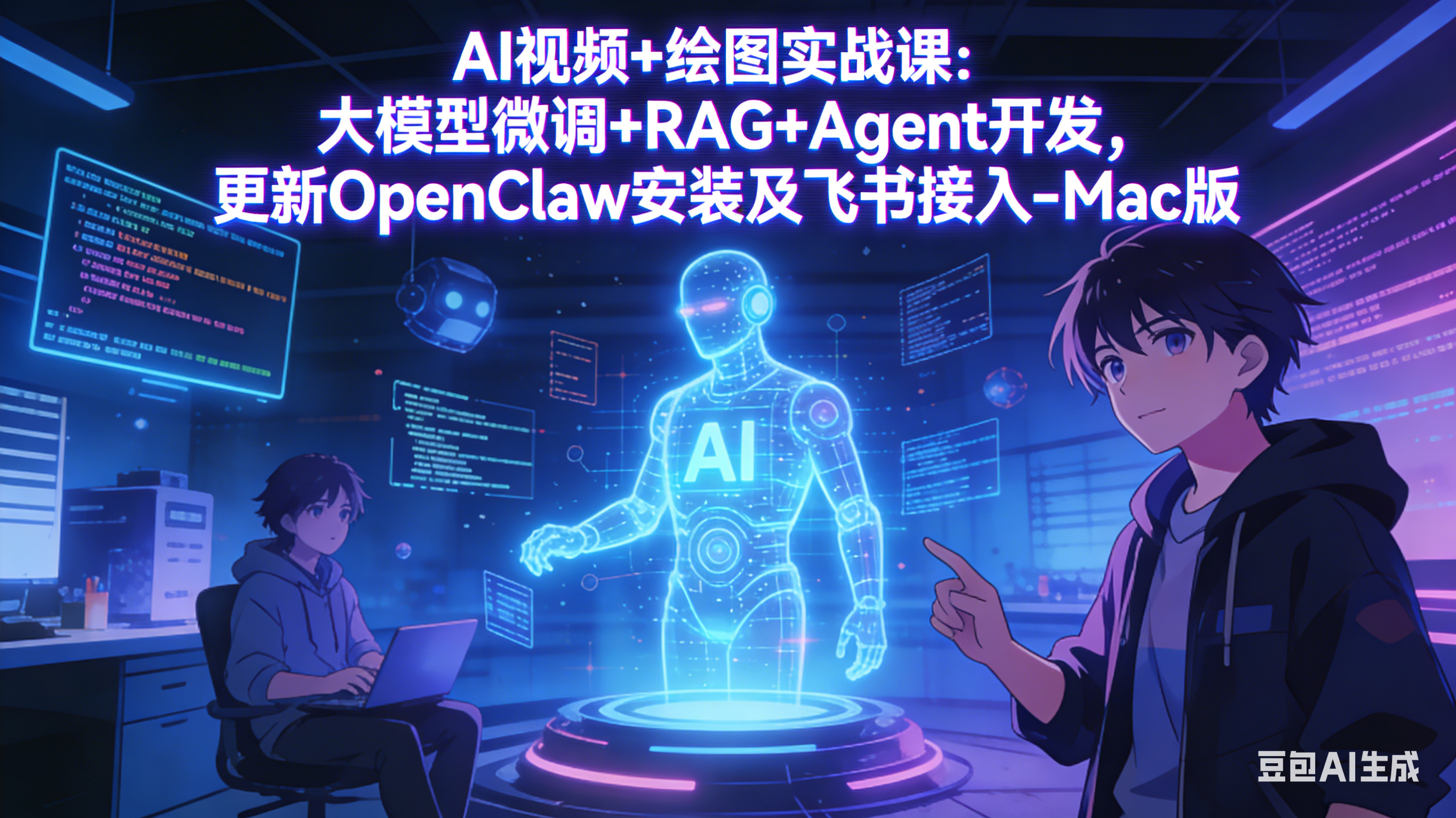 AI视频+绘图实战课：大模型微调+RAG+Agent开发，更新OpenClaw安装及飞书接入-Mac版-自媒小站网创副业站