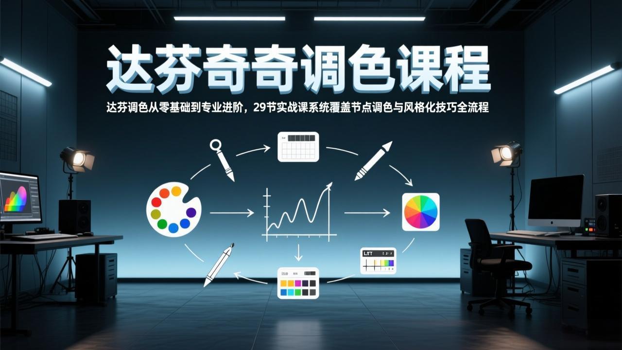 达芬奇调色从零基础到专业进阶，29节实战课系统覆盖节点调色与风格化技巧全流程-自媒小站网创副业站