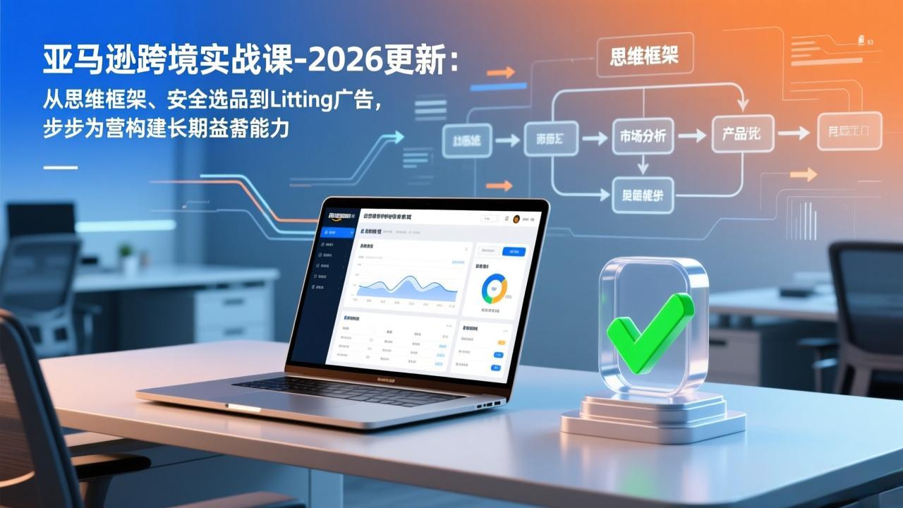 亚马逊跨境实战课-2026更新：从思维框架、安全选品到Listing广告，步步为营构建长期盈利能力-自媒小站网创副业站