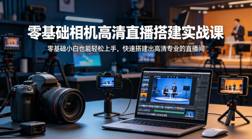零基础相机高清直播间搭建实战课，小白也能轻松上手，快速搭建出高清专业的直播间-自媒小站网创副业站