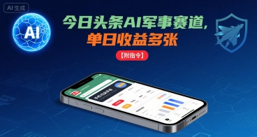 今日头条AI军事赛道，单日收益多张 ，手机可做【附指令】-自媒小站网创副业站