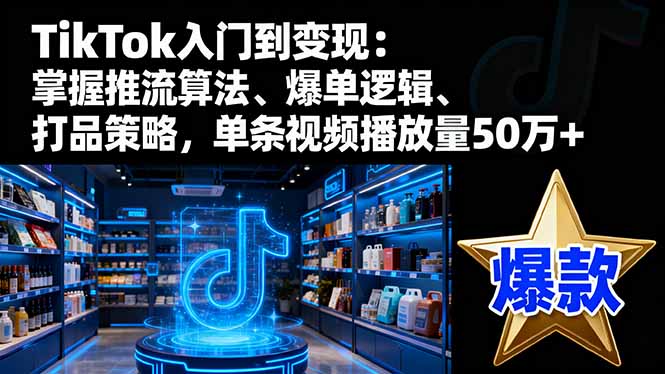 TikTok入门到变现：掌握推流算法、爆单逻辑、打品策略，单条视频播放量50w-自媒小站网创副业站