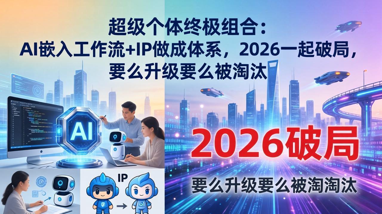 超级个体终极组合:AI嵌入工作流+IP做成体系,2026一起破局,要么升级要么被淘汰-自媒小站网创副业站
